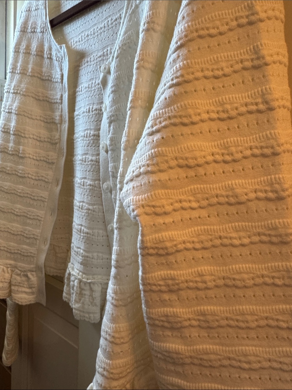 LoveShackFancy Cream Ruffled Button-Front Knit Cardigan - Picture 12 of 12